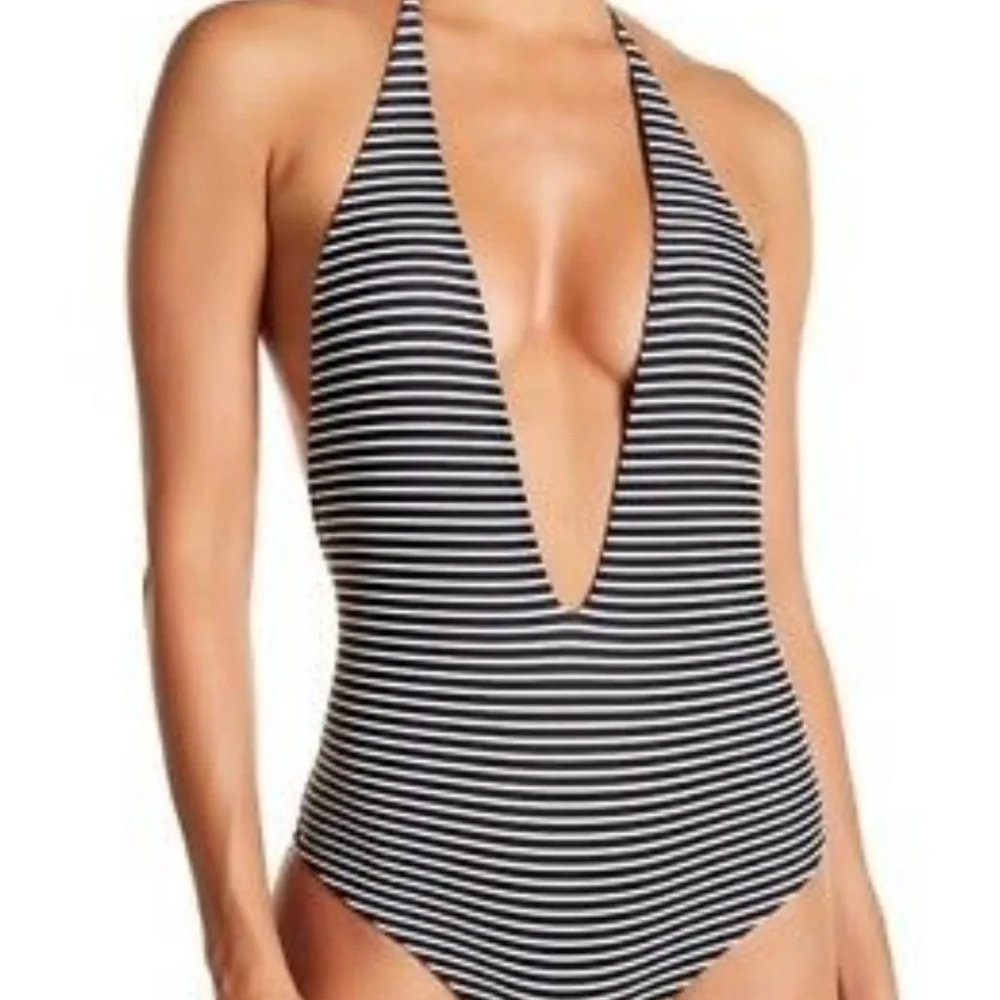 MIKOH Luana One Piece Swim Suit Black/White STRIPED XL 74 - Picture 1 of 16